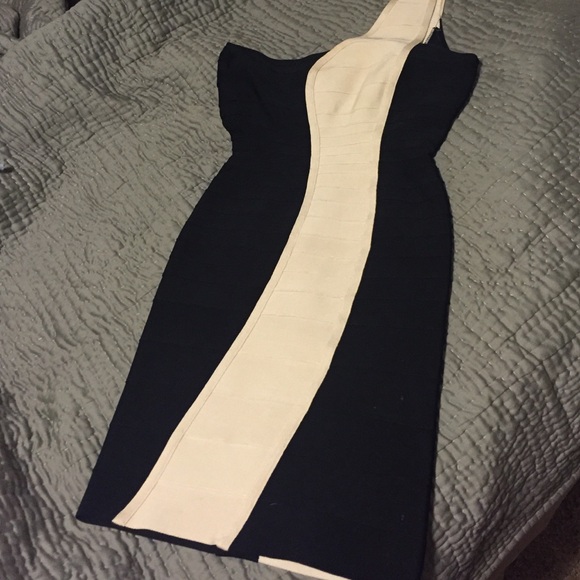 Herve Leger black and cream dress "Nita" - Picture 1 of 3